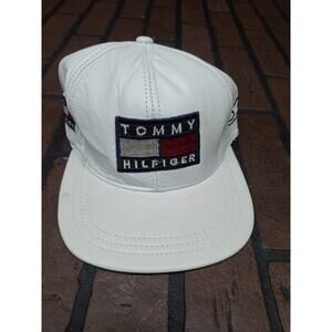 Vintage Tommy Hilfiger White Leather Strapback Hat
